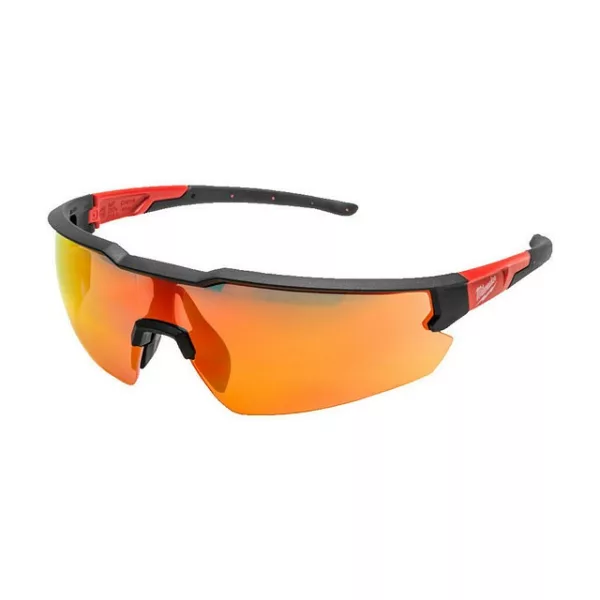 Milwaukee safety glasses with mirror lens red